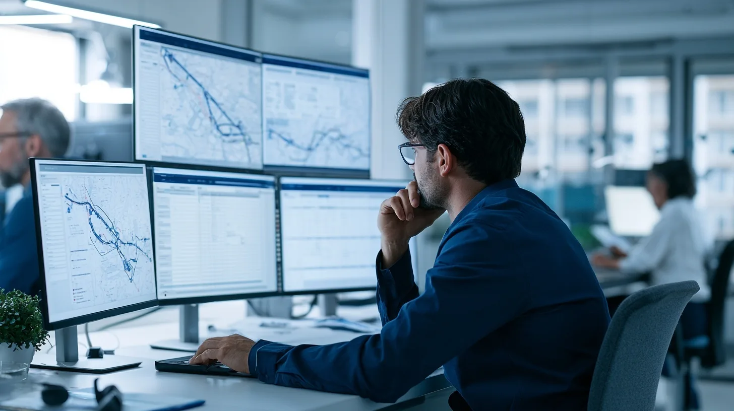 Logistics specialists reviewing a shipment plan